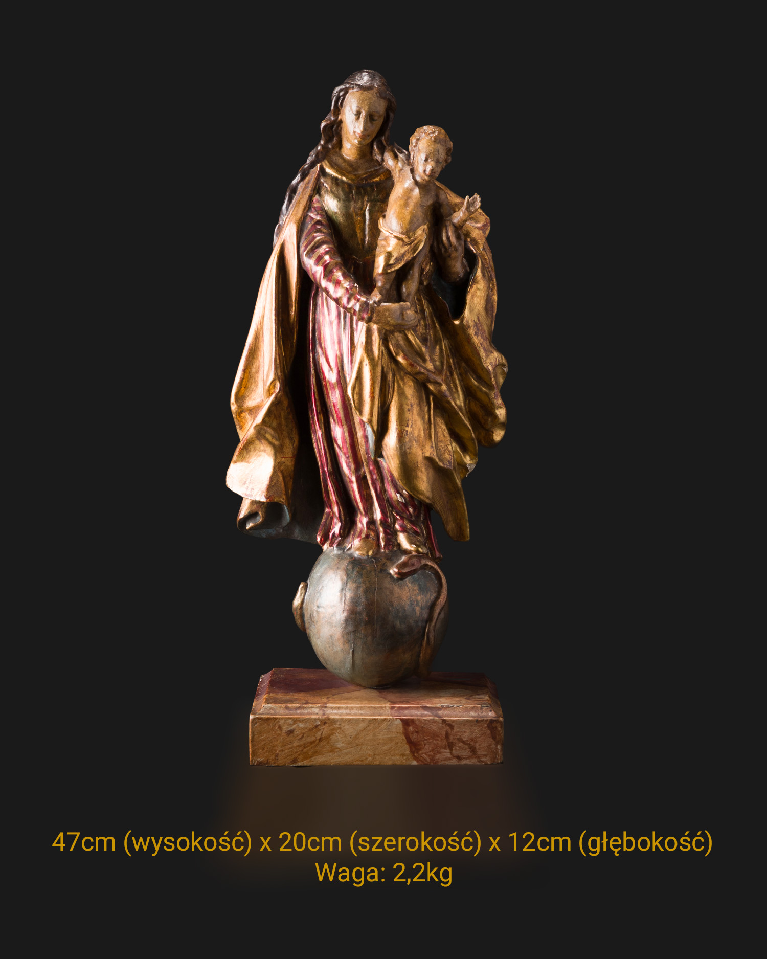 8 Baroque Sculpture Immaculate Madonna with Child, 18th:19th Century