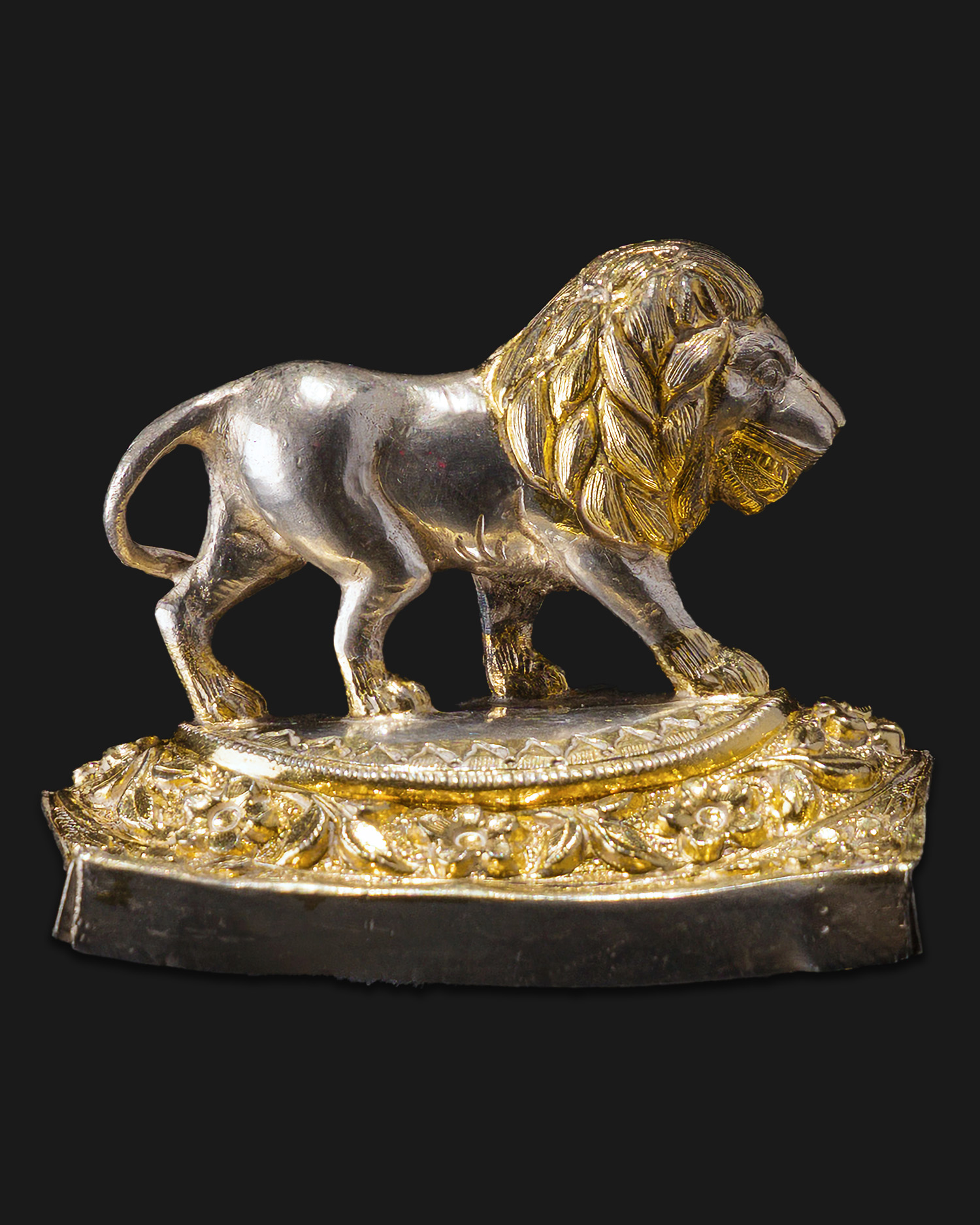 HI Baroque lion figurine, silver gilt, 17th-18th century